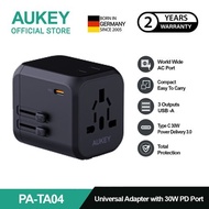 Aukey Universal Travel Adapter PA-TA04-BK Type C 30W 4 In 1 EU US UK