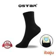 Qstar BACK TO SCHOOL Premium Plain Black Color Student Pupil Socks Stocking Sekolah (1 Pair) S / M /