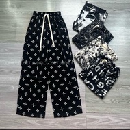 Silk wide-leg pants with many letter patterns for women_686