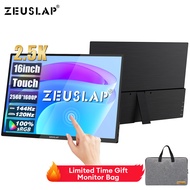 ZEUSLAP P16ST 16" 2.5K 144Hz Touch Portable Monitor with back stand 2560*1600P 16:10 100%sRGB 350Cd/