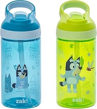 Zak Designs Bluey Atlantic Kids Water Bottle For School or Travel, 16oz Durable Plastic Water Bottle