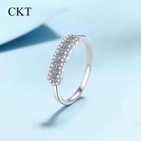CKT Jewelry 18K White Gold Birthday Gift Rings 0.37CT Moissanite Diamond Girl Valentine's Day PT950 