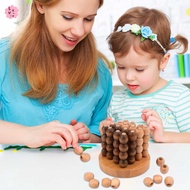 3D Four in a Row Board Game with Plastic Grid and Game Pieces, Spatial Thinking Strategy Puzzle Toy 