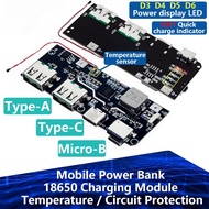 QC4.0 QC3.0 LED Dual USB 5V 4.5A 22.5W Micro/Type-C USB 18650 Charging Module Temperature / Circuit 