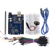 Starter Kit for arduino Uno R3 - Bundle of 5 Items Uno R3 Breadboard Jumper Wires USB Cable and 9V B