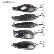 Louisfashion Lua Sequins Gold Silver Lure Flat Vibration Double Curved Metal Iron Plate Flat Vibration Horse Mouth Sequins Lead Fish Warbler White Stripe Fake Bait LFN