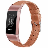 Vancle Leather Band Compatible with Fitbit Charge 3 for Women Men, Premium Genuine Leather Replac...