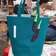 台灣茄子手提袋/便當袋/藍綠底