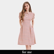 💕💕 ForMe Striped Peter Pan Collar Dress for Women With Pintuck Detail (Off White)