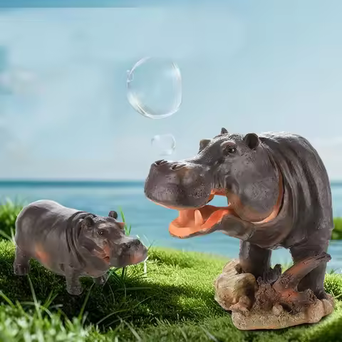 Cute Hippo Ornaments Fish Tank Decoration Pneumatic Bubble Aquarium Fish Tank Landscape