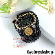 Tasbih Digital Swarovski HITAM OVAL GOLD VINZA tasbeh hias cincin mutiara blink bling