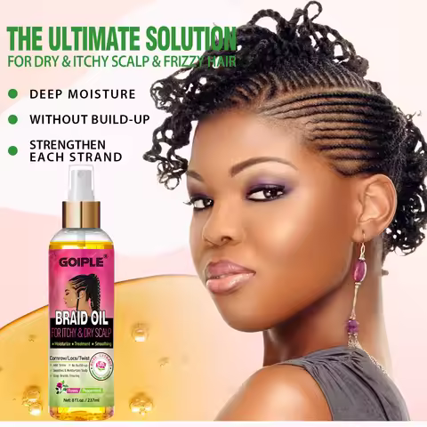 GOIPLE Natural Rose Extract Braid Oil For Itchy Dry Scalp Cornrow Locs Twist Add Shine Smoothes Mois