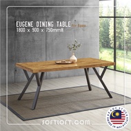 Eugene 8 Seater Table 100 % Solid Wood Rectangular Table Dining  Wooden Meja Makan Kayu Table Only