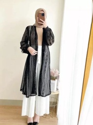 CARDIGAN BURKAT PANJANG OUTER WANITA MODEL TERBARU LONG OUTER CARDIGAN BRUKAT LENGAN BALON MURAH BAH