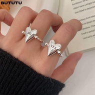 BUTUTU Heart Ring, Personality Stainless Steel Letters Ring, Fashion "YES""NO" Exquisite Adjustable 