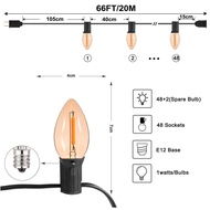 Waterproof LED String light C7 Amber 7.6M/20M Fairy Lights for Garden Wedding Christmas Decor Outdoo