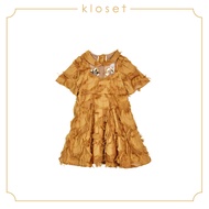 KLOSET Mini Dress With Embellished Detail (AW18-KD006) เดรสชุดเด็กคอปก ผ้าดีเทลขน