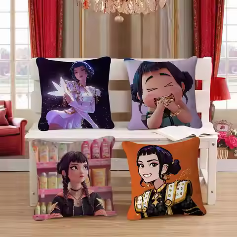 KPop Demon Hunters Zoey Pillow Gift Home Office Decoration Bedroom Sofa Car Cushion Cover Case 45x45