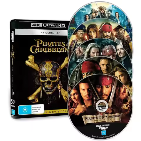 Pirates of the Caribbean 1-5 Complete 4K UHD Blu-ray Disc PS5 Compatible XSX Dolby Atmos HDR10