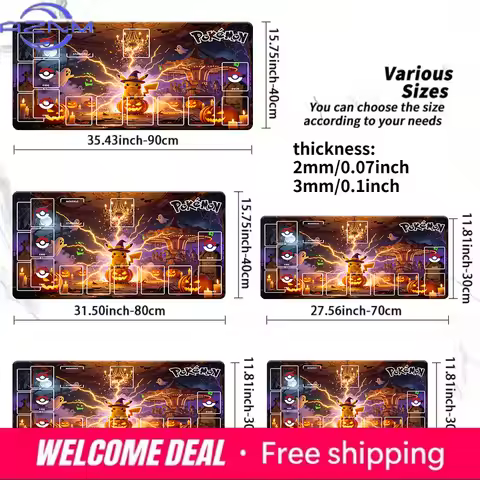 Halloween Witch Pikachu Pokemon TCG Zoned Playmat Large Non-Slip Extended Gaming Mouse Pad Desk Mat
