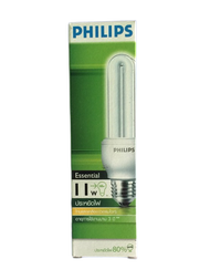 หลอดไฟPhilips Essential หลอดประหยัด ตะเกียบ 2U 11W ขั้วเกลียว E27 แสง Day Light แสงขาว แสงวอร์ม