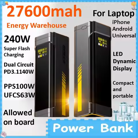 240W PD3.1 Power Bank 27600mAh Digital Display Bidirectional Fast Charger External Battery for Lapto