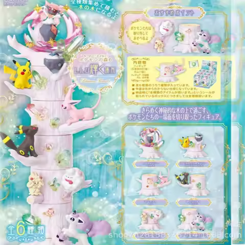 Re-ment Pokemon Forest 6 Blind Box Figures Stackable Tree Stump Display Pikachu Espeon Umbreon Kawai