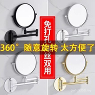 Beauty Mirror Gold Retractable Space Aluminum Black Bathroom Double-Sided Mirror Bathroom Foldable W