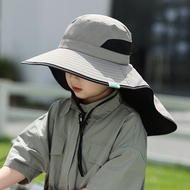 Topi Nelayan Kids Large Brim Neck Cover Farmers Cap Sun Fisherman Adjustable Bucket Hat Outdoor Sun 