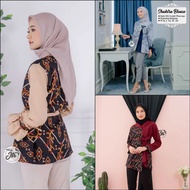 blouse batik wanita modern kombinasi atasa batik