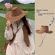 AmongSpring> Women Men Cowboy Hat Western Suede Cowgirl Hats Fashion West Fancy Dress Party Headwear