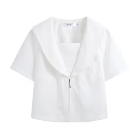 Classic Academy Uniform,Slim Fit White Sailor JK Top, Kanto&Sapporo Placket Design, Short&Long Sleev
