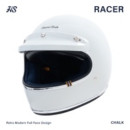 Howard Smith Racer Retro Full Face Helmet Chalk Full Face Helmet Retro Helmet
