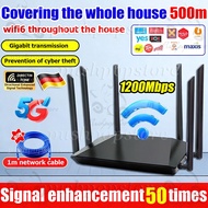 5G 4G Wireless Router with 6 Antennas, 1200Mbps SIM Card Slot Boost Internet Speed LTE Internet Data