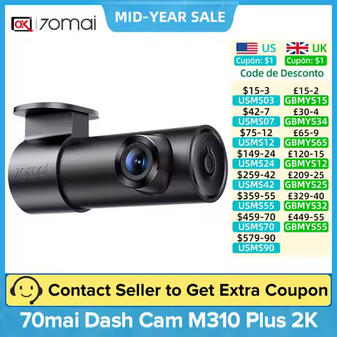 70mai Dash Cam M310 Plus 2K QHD 1440P Car DVR F1.55 WDR 24H Parking Surveillance Super Night Vision 