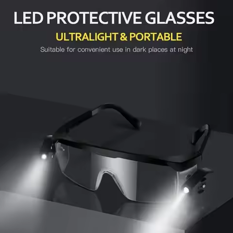 LED Protective Night Vision Glasses Built-in CR2032 Button Battery Dust Proof and Anti Fog Work Lamp