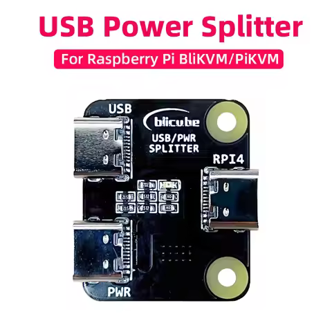 USB Power Splitter for Raspberry Pi BliKVM & KVM "KVM over IP" HDMI-compatible CSI 1 IN 2 Type-C Pow