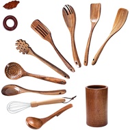 Wooden Spoons for CookingWooden Cooking Utensils Set with Wood HolderNon-Stick Pan Kitchen Tool Wood