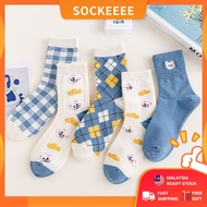 [Ready Stock] Sockeeee 1 Pair Blue Animal Sock Crew Socks Women Stocking Stoking Stokin Muslimah 袜子