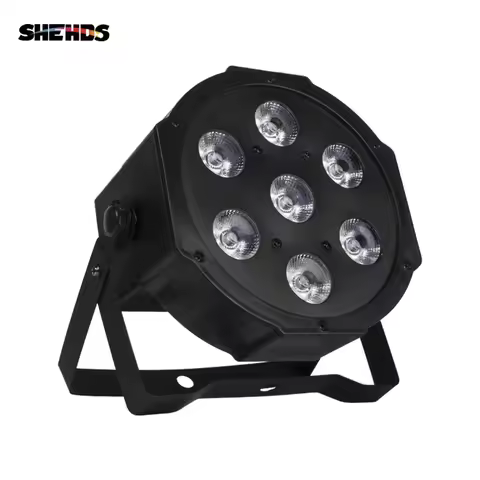 SHEHDS 1pcs RGBWA+UV LED 7x18W 6in1 Par Light DMX512 DJ Disco Concert Stage Performances Club Party