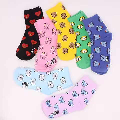 BT21 Koya RJ Shooky Man Tata Chimmy Cooky Youth League Cartoon Pure Cotton Sports Socks Korean Leisu