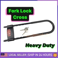 Fork Lock Heavy Duty Security Chain Lock Motorcycle Motosikal Motor Kunci Rantai ULock U Lock KEY SE