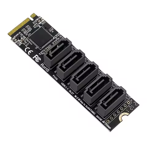 M.2 M-Key PCI Express To SATA 3.0 Expansion Card Adapter JMB585 Chipset Support for OS/Windows /Linu
