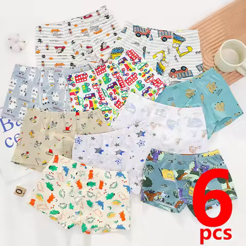 2/4 pcs Boys Boxer Briefs Kids Cotton Underwear Baby Boy Underpants All Over Cartoon Print Soft Chil