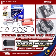 Dome Piston Kit NLK Performance Y16 NVX AEROX EXCITER 155 PNP Dome 2.0 Pin Rings Midget Diameter 58M
