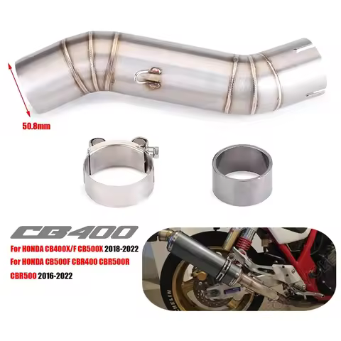CB400F Motorcycle Exhaust Escape Modify Mid Link Pipe For Honda CBR500 CBR500R CB500F CB500X CB400 C