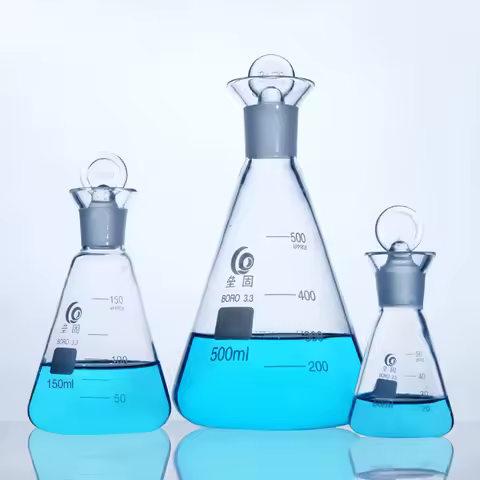 Iodine flask with Cap High Borosilicate glass Triangle flask with iodine plug value Laboratory Equip