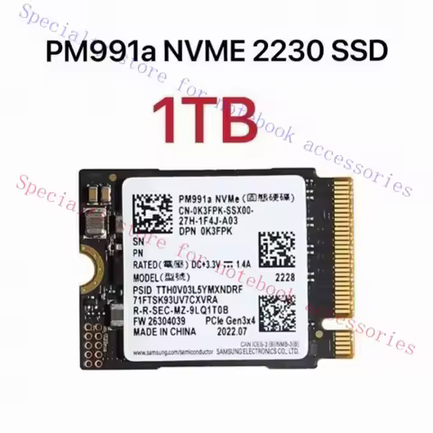 R+ FOR SAMSUNG PM991A M.2 2230 SSD 1TB NVMe PCIe Microsoft Surface Pro X Pro 7+