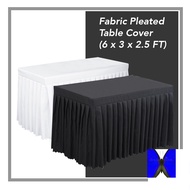 🔥LOWMS🔥 6x3FT Fabric Pleated Table Cover Skirting Meja Hotel Wedding Banquet Event Skirt Cloth Kain 