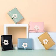 Korean Style New Style Short Wallet Women Pure Color Simple Three-fold Purse Student Mini Thin Card 